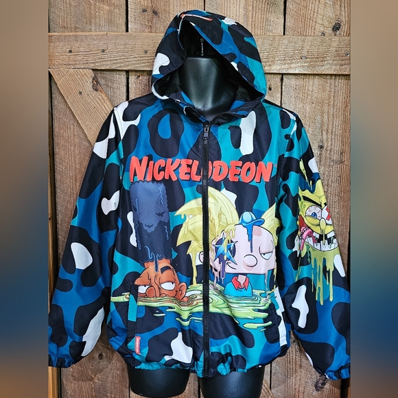 MEMBERS ONLY Nickelodeon RugRats SpongeBob Adult Med Windbreaker Jacket READ - Picture 3 of 16